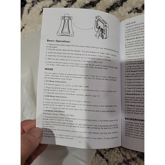 Wall Mountable CD PLAYER Music & FM Radio Bluetooth USB Remote White NEW Listbin - Picture 13 of 14